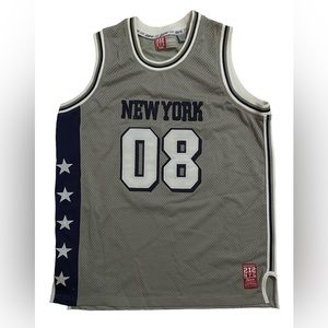 New York  #08 212 NYC Mens Gray Sleeveless Basketball Jersey  Large L.
